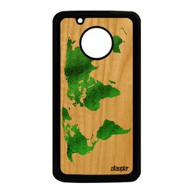 Coque Carte Monde Pour Motorola Moto G5 Bois Veritable Silicone Mobile Gel Terre Pays Globe Vert Geographie Case Housse Fait Main De
