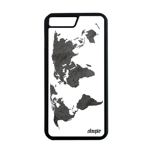 Coque Pour Iphone 7 Plus Silicone Carte Monde Portable Effet Atlas Pas Cher Jolie Pays Rigide Planete Geographie Etui Gris De