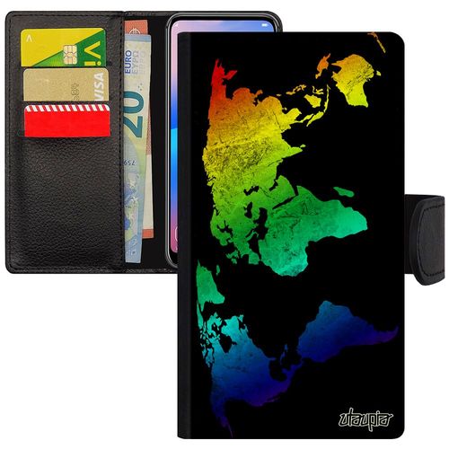 Coque Pour Galaxy A5 2015 En Cuir Rabat Carte Monde Telephone Terre Orange Globe Design Planete Original Pays Etui Atlas 4g Samsung