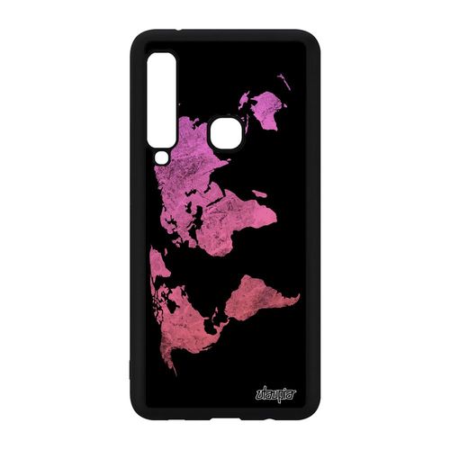 Coque Telephone Pour Samsung Galaxy A9 2018 Silicone Carte Monde Motif Etui Bumper Geographie Personnalisé Terre Portable Globe Rose