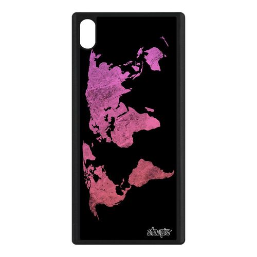Coque Silicone Sony Xperia Xa1 Ultra Carte Monde Atlas Etui Planete Telephone Mobile Motif Solide Terre Rose Pas Cher Jolie Globe De