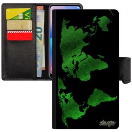 Coque Iphone 6 6s Rabat Carte Monde Leather Mobile Globe Atlas Vert Pays Housse Texture Design Original Motif Planete Etui En