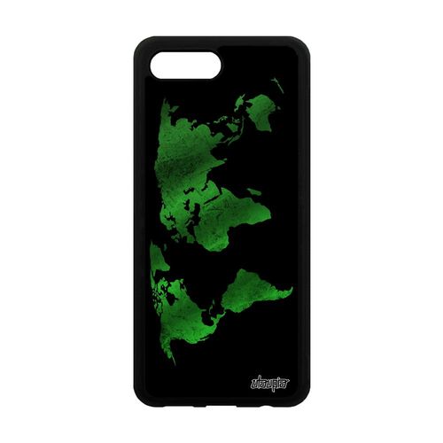 Coque Honor 10 Silicone Carte Monde Vert Portable Planete Texture Globe Motif Terre Atlas Mobile Original Etui Design Pays De