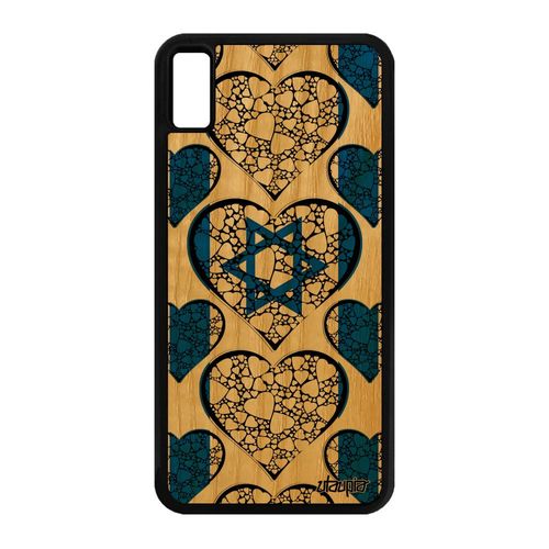 Coque Apple Iphone Xs Max En Bois Silicone Drapeau Israel Israelien Foot Telephone Jeux Olympiques Jo De Protection Coeur 64 Go Case