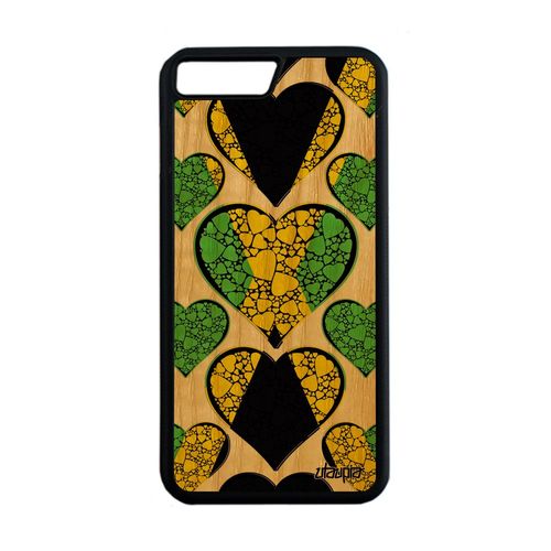 Coque Apple Iphone 7+ Plus En Bois Silicone Drapeau Jamaique Jamaicain Rasta Telephone Basket Foot De Protection Jeux Olympiques Jo