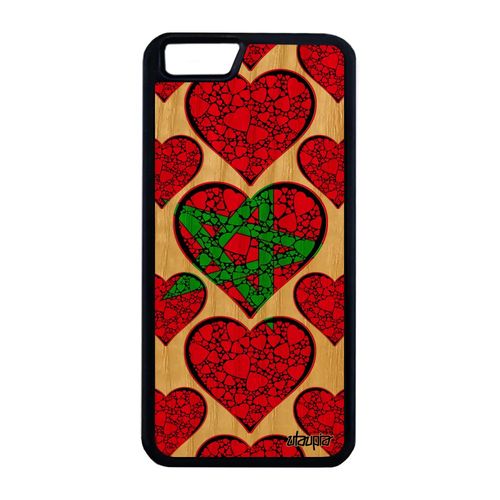 Coque En Bois Silicone Iphone 6+ 6s+ Plus Drapeau Maroc Marocain Portable Telephone Original Foot Coupe Du Monde Jo Noir Can Apple