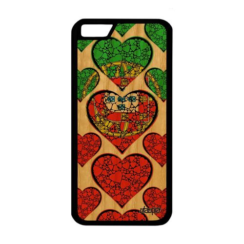 Coque Pour Apple Iphone 6 6s Bois Silicone Drapeau Portugal Portugais Foot Case Basket Coupe D'europe 32 Go Jeux Olympiques Noir Jo