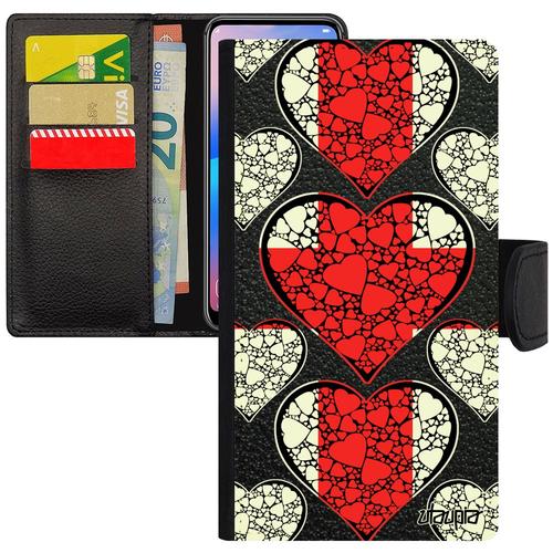 Coque Pour Iphone Xs En Simili Cuir Rabat Portefeuille Drapeau Angleterre Anglais Uk I Love Cover Britannique De Protection Pu Apple