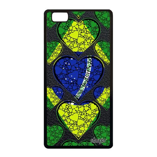 Coque P8 Lite 2015 Silicone Drapeau Bresil Bresilien Basket Rigide Souple Copa America Unique Foot Coeur Ale-L21 Etui I Love Huawei