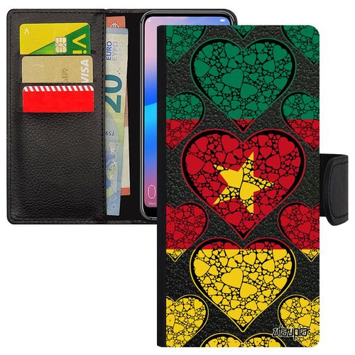 Coque Galaxy A6+ Plus 2018 Cuir Portefeuille Drapeau Cameroun Camerounais Jeux Olympiques Dessin Basket Personnalisé Foot De Samsung