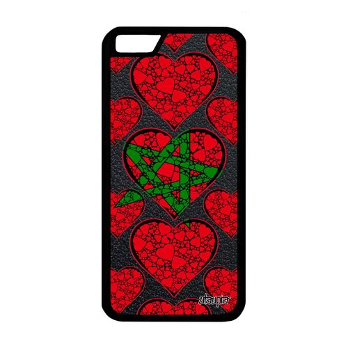 Coque Apple Iphone 6 6s Silicone Drapeau Maroc Marocain I Love Rigide Can Coeur Aluminium Jeux Olympiques Coupe D'afrique Basket Jo