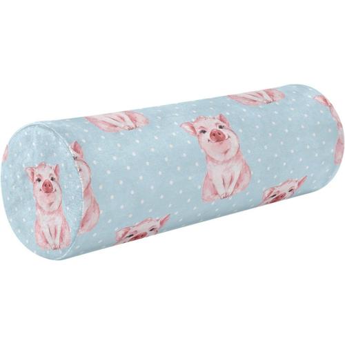 Oreiller Cervical En Forme De Cochon Mignon Avec Housse Amovible Et Lavable En Mousse À Mémoire De Forme Pour Soutien Du Sommeil, Oreiller Rond Pour Lit, Dos, Tête, Yoga 14 X 43,2 Cm