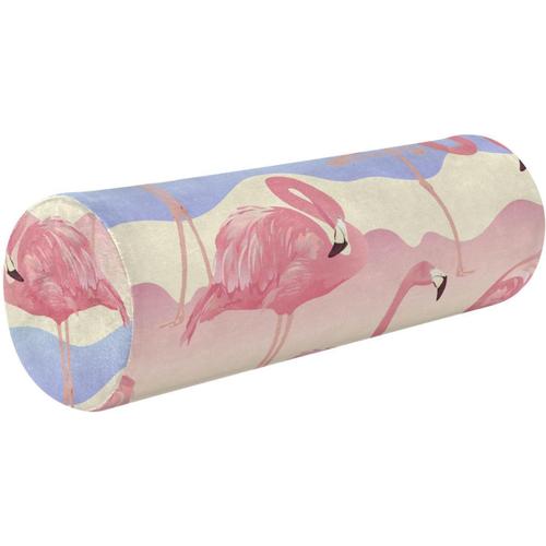 Oreiller Cervical En Forme D'oiseau Tropical Et De Flamant Rose Avec Housse Amovible Lavable En Mousse À Mémoire De Forme Pour Soutien Du Sommeil, Oreiller De Voyage Pour Tête, Dos, Pieds De Lit