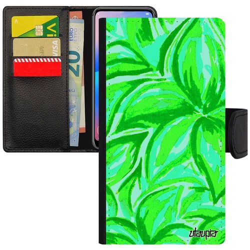 Coque Samsung Galaxy J3 2017 Portefeuille Fleurs Coloré Vert Antichoc Floral Telephone Housse Nature Mobile Magnetique Peinture En