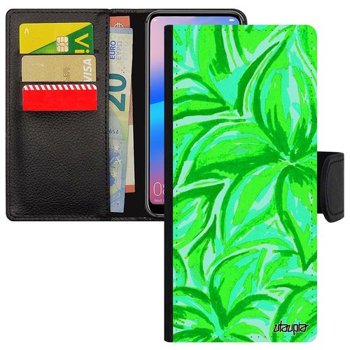 Coque Antichoc Pour Xperia Xa Ultra Cuir Rabat Portefeuille Fleurs Personnalisé Vert Floral Motif Original Texture Peinture De Sony