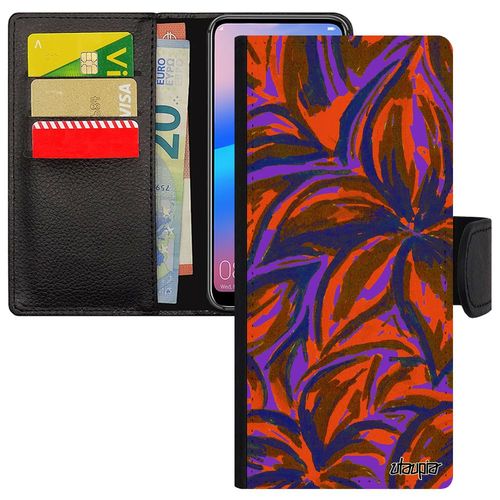 Coque Rabat Sony Xperia Xa Ultra Fleurs Peinture Noir Fond Bleu Smartphone Floral Caoutchouc Feuille Nature De Protection Design En