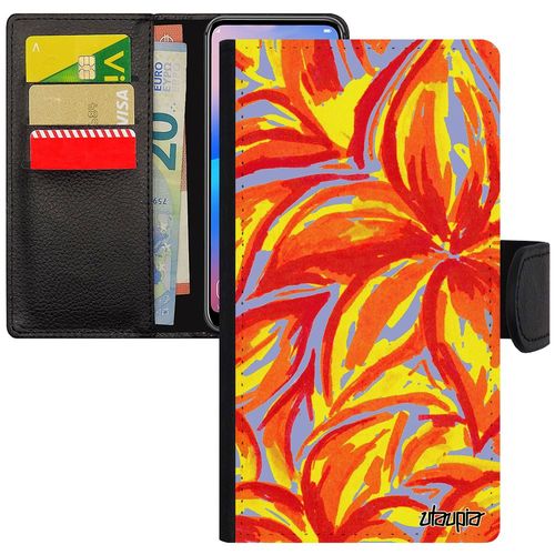 Coque Sony Xperia Xa2 Cuir À Rabat Fleurs Nature Case Smartphone Bouquet Telephone Motif Peinture Floral Housse Dessin Coloré Orange