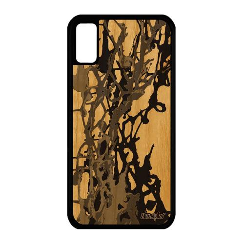 Coque En Bois Iphone Xs Silicone Peinture Moderne Design Etui Smartphone Fond Decoratif Abstrait Gris Housse Texture Artisanal