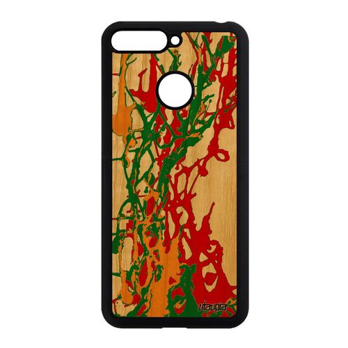 Coque Honor 7a En Bois Silicone Peinture Moderne Fond Effet Abstrait Jolie Design Vert Telephone Motif Rigide Original Housse Etui