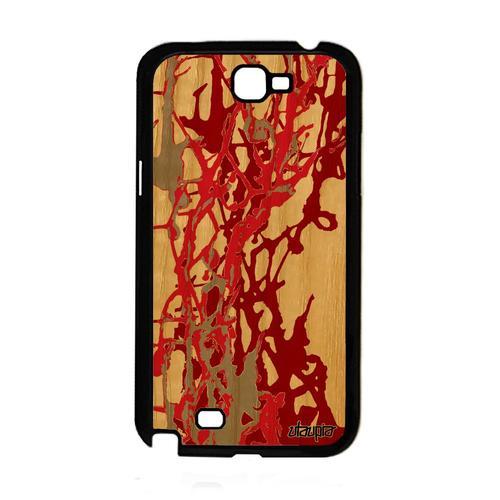 Coque Galaxy Note 2 En Bois Naturel Veritable Silicone Peinture Moderne Original Rouge Abstrait 4g Motif Coloré Artisanat De Samsung