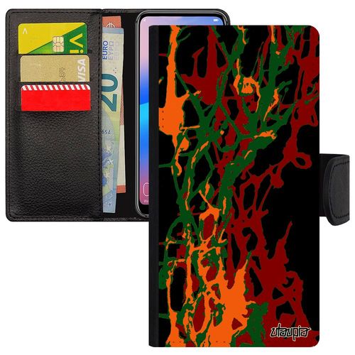 Coque Huawei P10 Lite Simili Cuir Portefeuille Peinture Moderne Orange Case Pu Was-Lx1a 4g Jolie Coloré Motif Telephone Abstrait De