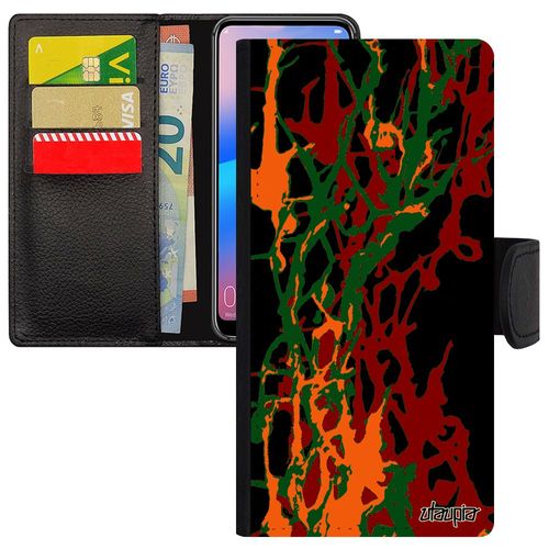 Coque Huawei P30 Lite Simili Cuir Portefeuille Peinture Moderne Case Pu Jolie Design Orange Mobile Contemporain Motif Abstrait Effet