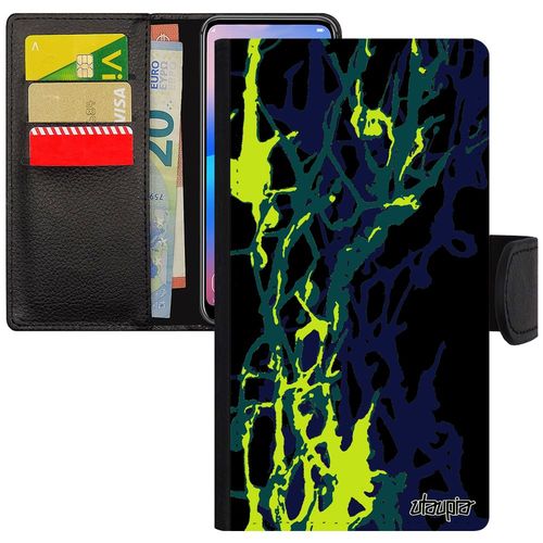 Coque Iphone Xs Simili Cuir Rabat Portefeuille Peinture Moderne Bleu Magnetique Motif Rigide Etui Pas Cher Abstrait Design De