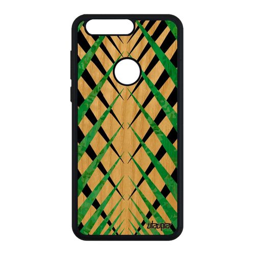 Coque Pour Honor 8 Bois Silicone Design Carreau Geometrique Case Etui Vert Tartan Tpu Dessin Carre Telephone Motif Effet Rigide Fond