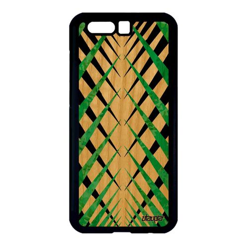 Coque Design Carreau Honor 9 En Bois Veritable Silicone Vert Geometrique Caoutchouc Fond Fait Main Etui Carre Motif Made In France