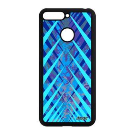 Coque Honor 7a Silicone Design Carreau Losange Motif Mobile Housse Tartan Bleu Coloré Texture Case Original Geometrique De