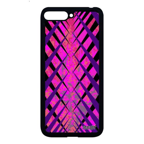 Coque En Silicone De Protection Huawei Y6 2018 Design Carreau Losange Texture Original Tartan Motif Geometrique Rose Coloré Etui