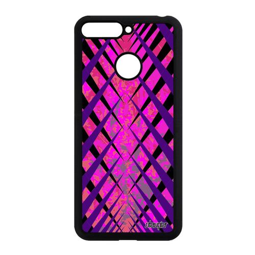 Coque Design Carreau Honor 7a Silicone Alu Geometrique Unique Rose Original Motif Smartphone Coloré De Protection Antichoc Texture