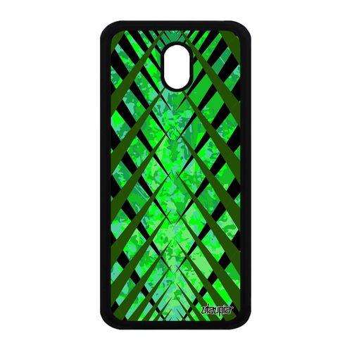 Coque Design Carreau Samsung Galaxy J3 2017 Silicone Motif Effet Smartphone Vert Etui Tartan Fond Carre Geometrique Jolie Telephone