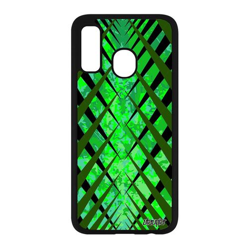 Coque Silicone Pour Samsung Galaxy A40 Design Carreau Jolie Vert Tartan Geometrique Fond Carre Etui Effet Portable Telephone Motif