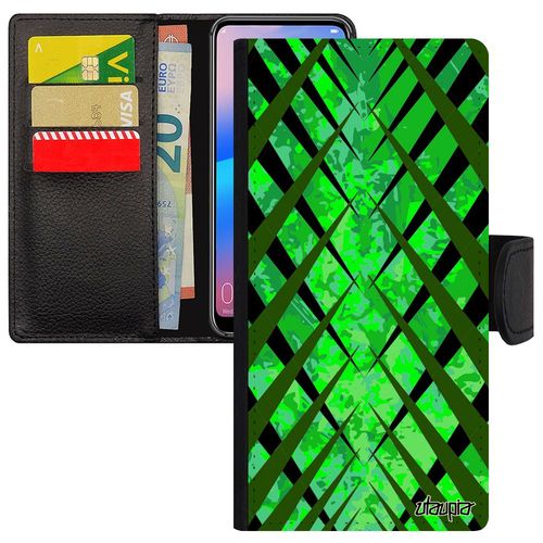 Coque Huawei Mate 10 Lite Portefeuille Design Carreau Geometrique Pochette Fond Motif Vert Effet Pas Cher Case Personnalisé Tartan