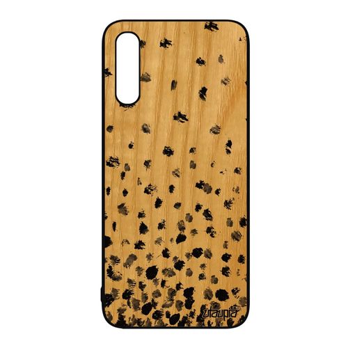 Coque Samsung Galaxy A50 En Bois Silicone Confettis Pois Fond Romantique Motif Etui Bumper Artisanal Smartphone Case Design Gris