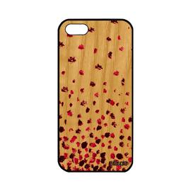 Coque Bois Silicone Confettis Pois Apple Iphone 5 5s Se Motif Romantique Personnalisé Cadeau Fille Design Petales Coloré Case Rose