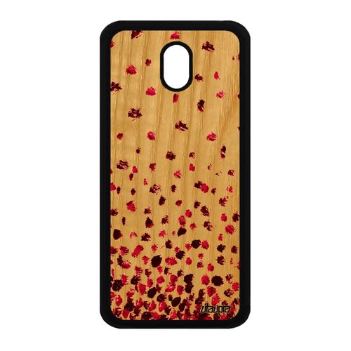 Coque Galaxy J3 2017 Bois Silicone Confettis Pois Petales Cadeau Fille 4g Motif Unique Portable Romantique Coloré Etui Rose Samsung
