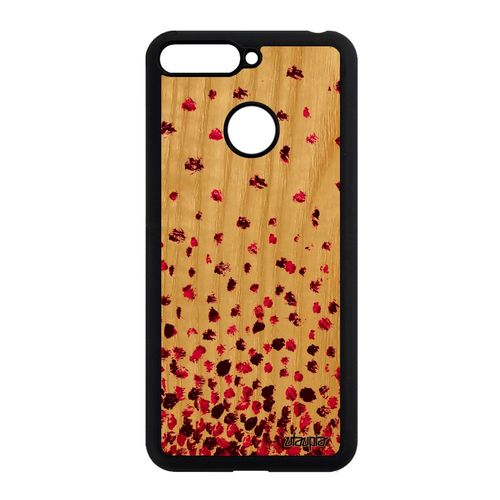 Coque En Vrai Bois Silicone Pour Honor 7a Confettis Pois Romantique Texture Telephone Petales Case Rose Smartphone Antichoc Design