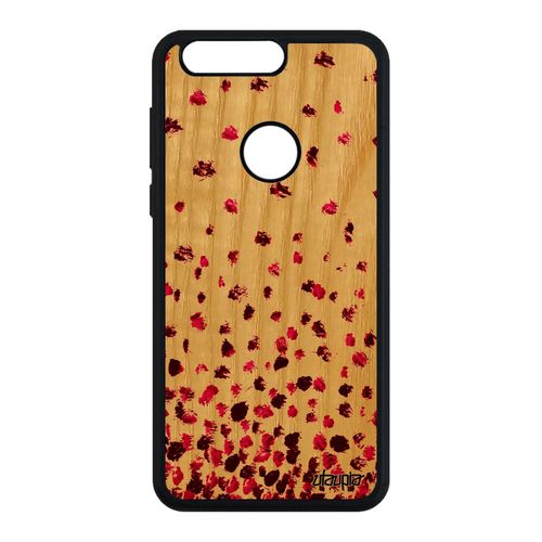 Coque En Bois Naturel Pour Honor 8 Silicone Confettis Pois Case Texture Motif Cadeau Fille Petales Romantique Rose Original Coloré