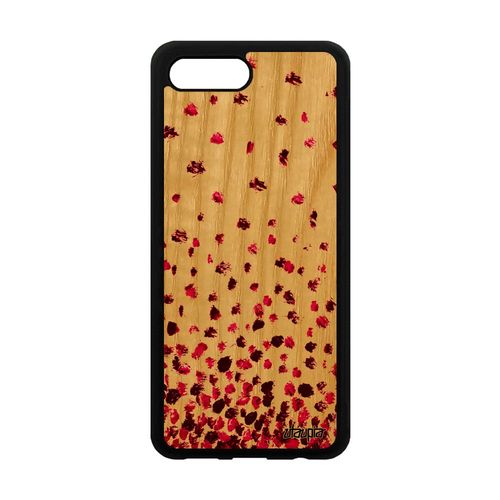 Coque Honor 10 Bois Silicone Confettis Pois Texture Coloré Etui Rose Motif Portable Petales Smartphone Romantique Design Original De