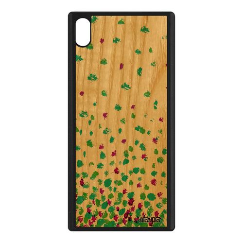 Coque Pour Sony Xperia Xa1 Ultra Bois Silicone Confettis Pois Vert Effet Fait Main De Protection Etui Design Romantique Fond Petales