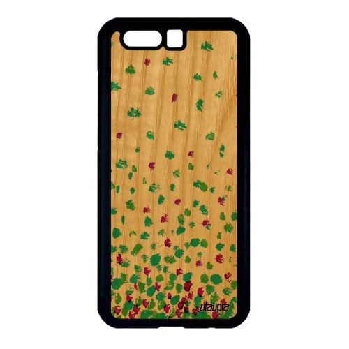 Coque Confettis Pois Honor 9 Bois Silicone Petales Fait Main Design De Protection Dessin Motif Effet Housse Rigide Romantique Vert