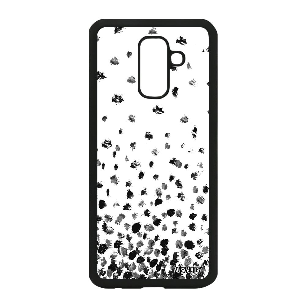 Coque Pour Samsung Galaxy A6 Plus 2018 Silicone Confettis Pois Design Petales Rigide Etui Fond Romantique Gris Motif Jolie Case