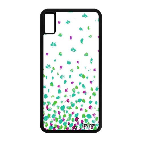 Coque Iphone Xs Max Silicone Confettis Pois Effet De Protection Petales Design Vert Bumper Mobile Romantique Tpu Portable Fond