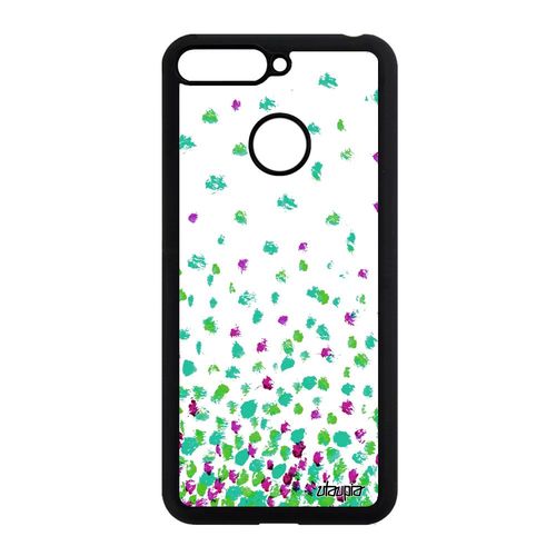 Coque De Protection Rigide Pour Honor 7a Silicone Confettis Pois Romantique Fond Vert Motif Jolie Effet Cover Telephone Petales Case