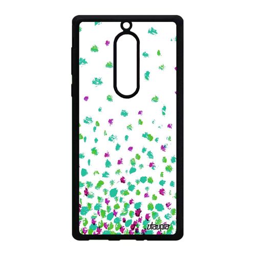 Coque Confettis Pois Pour Nokia 5 En Silicone Romantique Telephone Dessin Effet Vert Petales Fond Jolie Personnalisé Design Antichoc