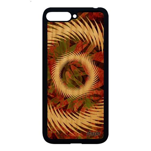 Coque Bois Mandala Huawei Y6 2018 Silicone Telephone Cadeau Sphère Vegetal Motif Antichoc Tpu Rigide Decoratif Coloré Effet Marron