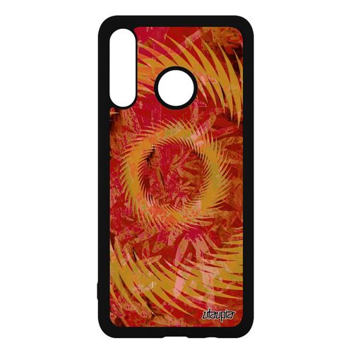 Coque Huawei P30 Lite Silicone Mandala Texture Orange Telephone Design Motif Portable Coloré Jolie Floral Antichoc De Made In France