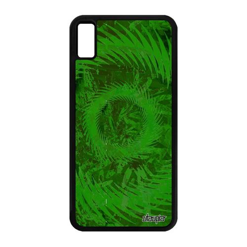 Coque Mandala Iphone Xs Max Silicone Telephone Cercle Motif Fond Vert Decoratif Vegetal Dessin Effet Antichoc 4g Case Alu De